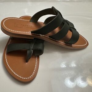 K Jacques Saint Tropez Green Leather Gladiator Sandals Size 39